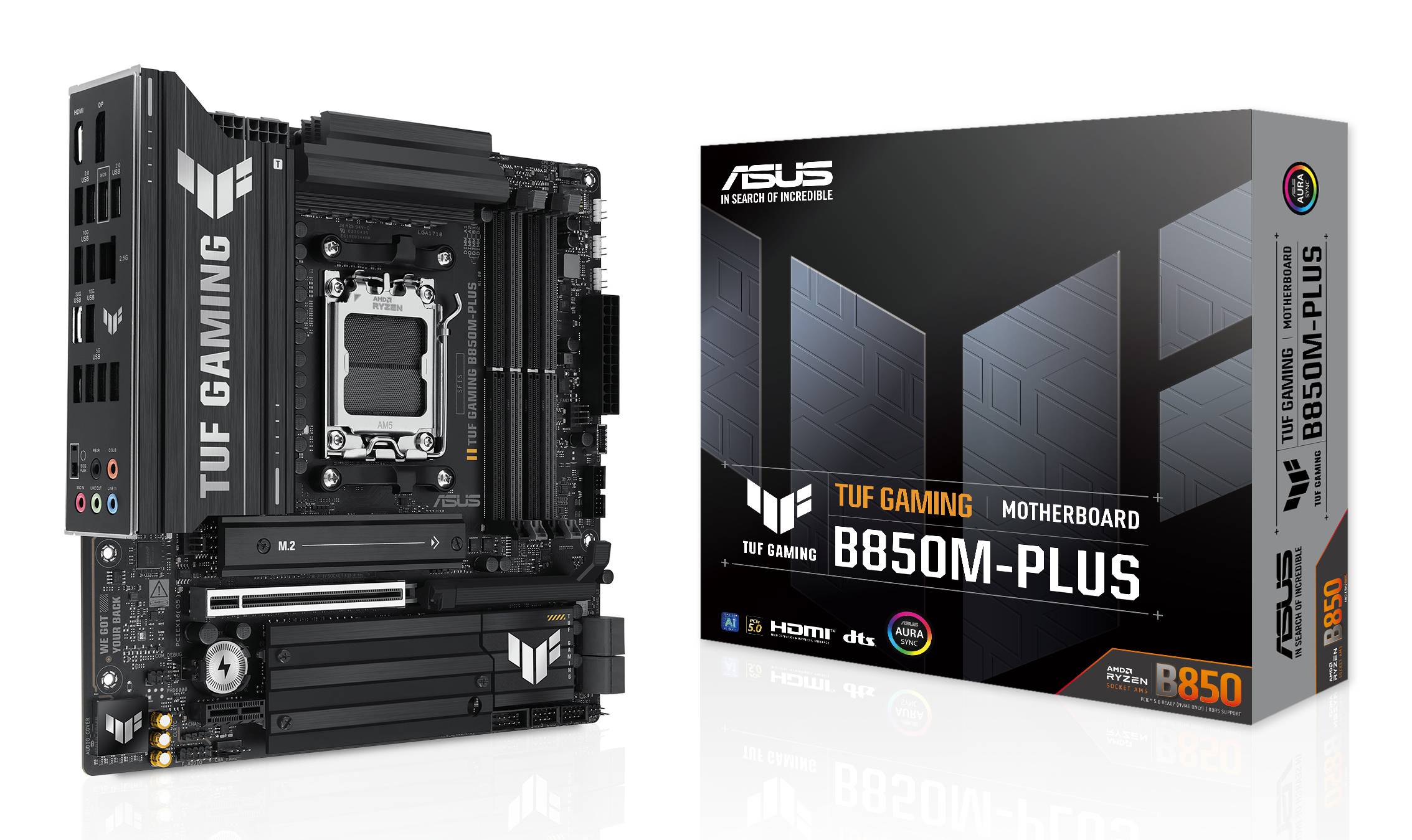 ASUS TUF GAMING B850M-PLUS - Motherboard - micro ATX - Socket AM5 - AMD B850 Chipsatz - USB-C 3.2 Gen 2x2, USB-C 3.2 Gen2, USB 3.2 Gen 2, USB 3.2