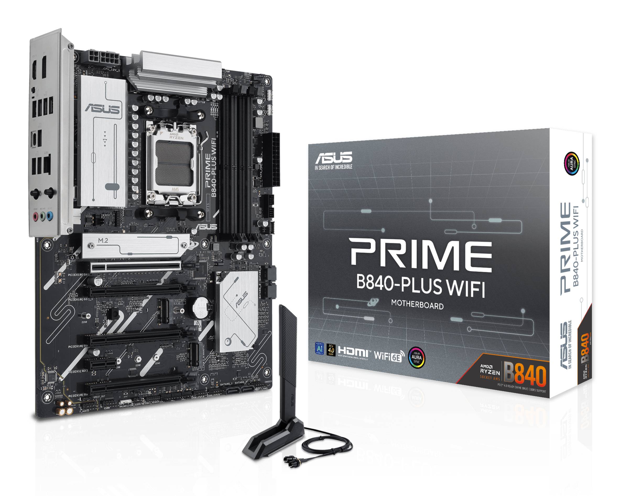 ASUS PRIME B840-PLUS WIFI - Motherboard - ATX - Socket AM5 - AMD B840 Chipsatz - USB-C 3.2 Gen 1, USB 3.2 Gen 1 - 2.5 Gigabit LAN, Bluetooth, Wi-Fi