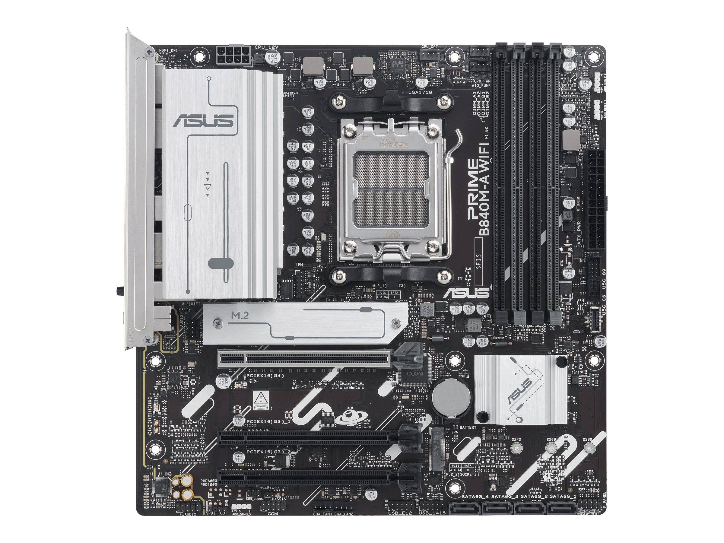 ASUS PRIME B840M-A WIFI - Motherboard - micro ATX - Socket AM5 - AMD B840 Chipsatz - USB-C 3.2 Gen 1, USB 3.2 Gen 1 - 2.