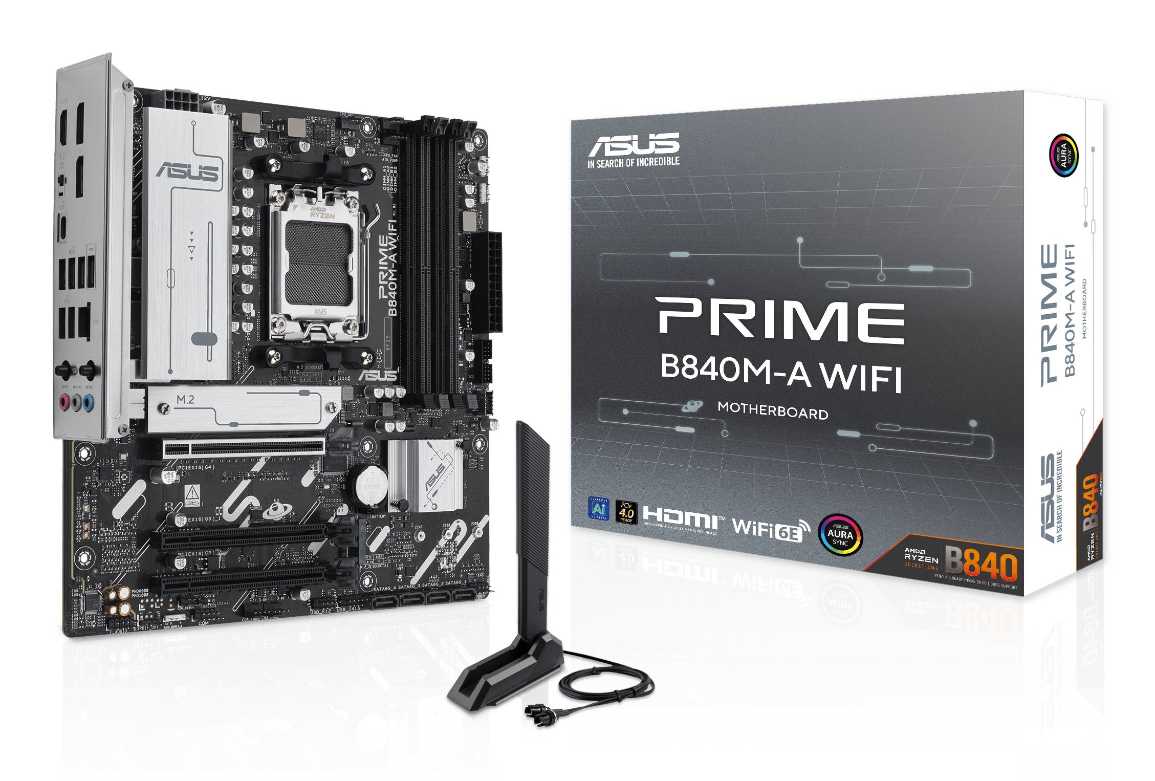 ASUS PRIME B840M-A WIFI - Motherboard - micro ATX - Socket AM5 - AMD B840 Chipsatz - USB-C 3.2 Gen 1, USB 3.2 Gen 1 - 2.5 Gigabit LAN, Bluetooth