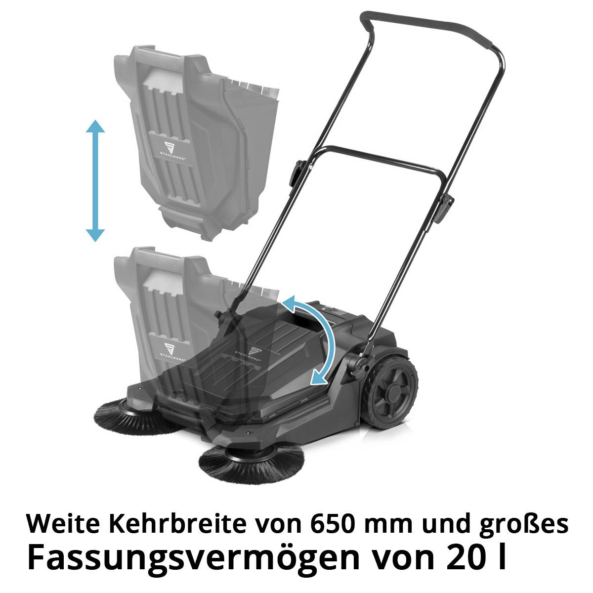 STAHLWERK Kehrmaschine SL-20 ST mit 650 mm Kehrbreite und 20 l Fassungsvermögen