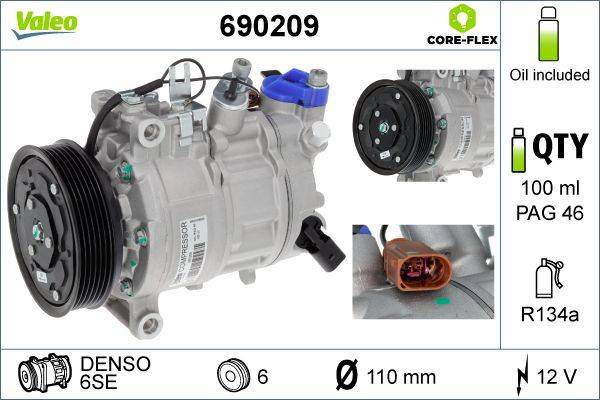 Valeo 690209 Kompressor, Klimaanlage
