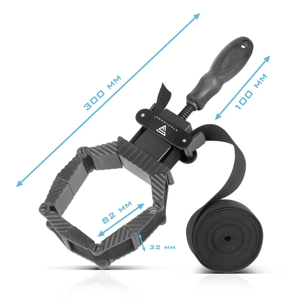 STAHLWERK Rahmenspanner, Winkelspanner, Bandspanner 4 Spannbacken 4 m Nylongurt