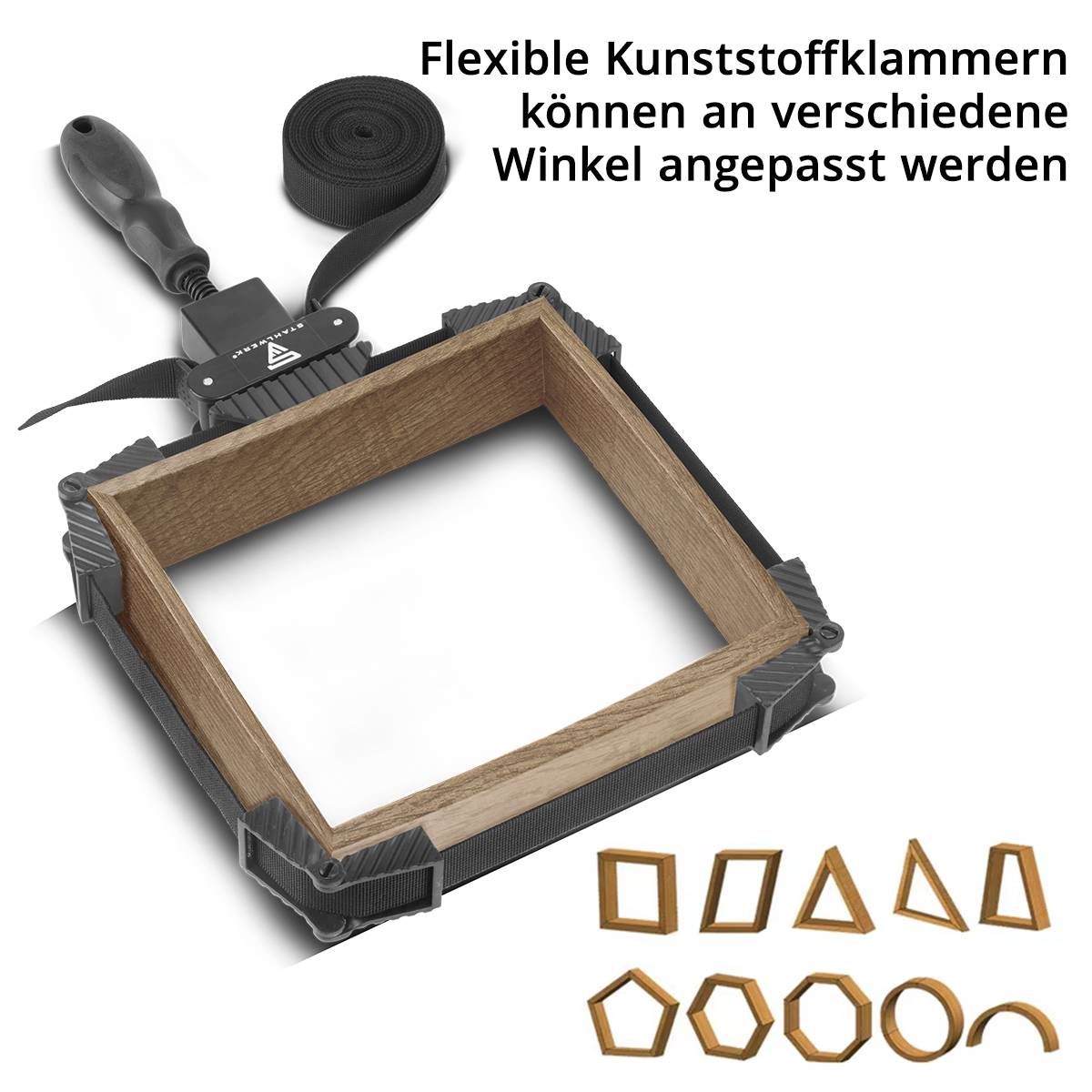 STAHLWERK Rahmenspanner, Winkelspanner, Bandspanner 4 Spannbacken 4 m Nylongurt