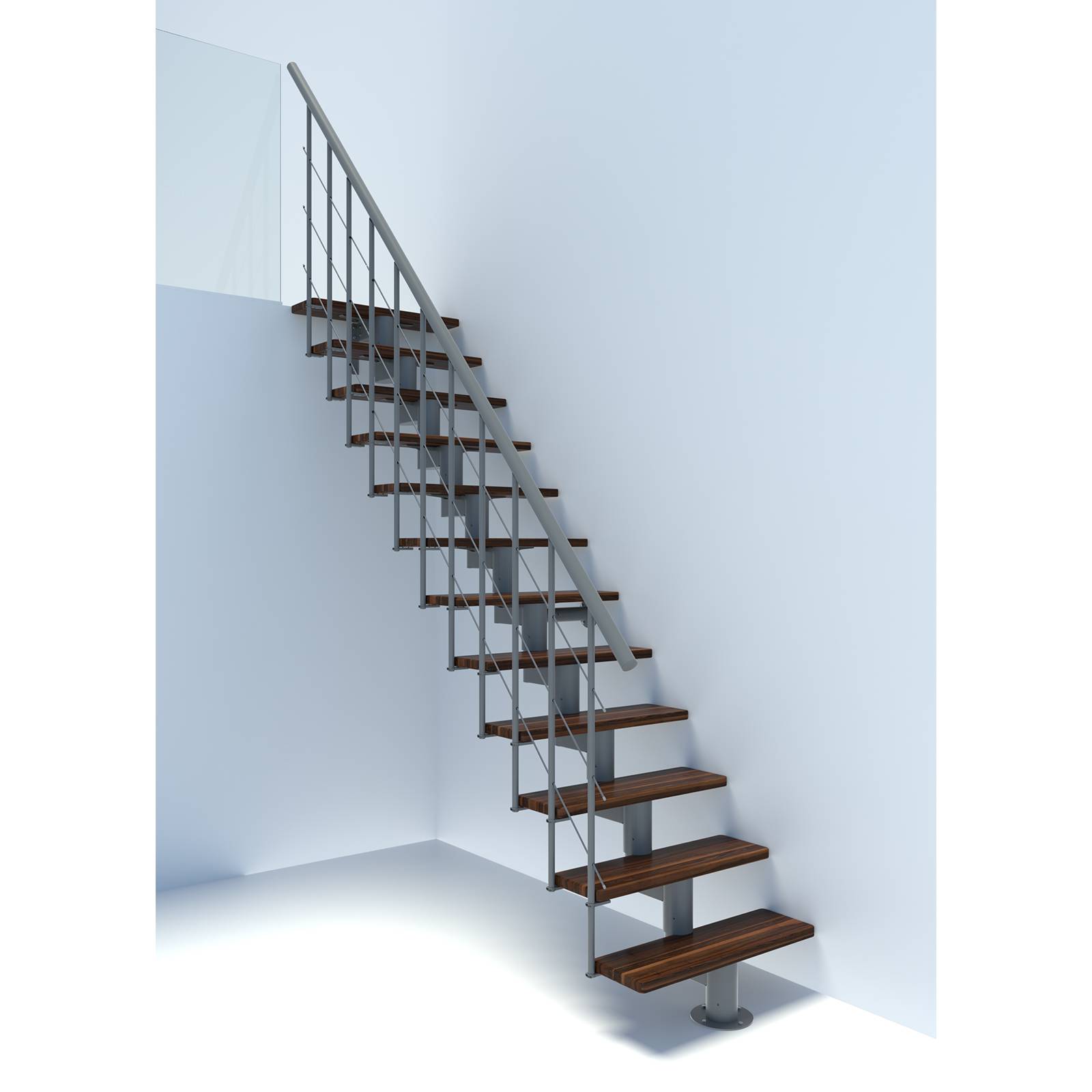 Minka Mittelholmtreppe Comfort Top 37 - 312cm Geschosshöhe Walnuss Grau