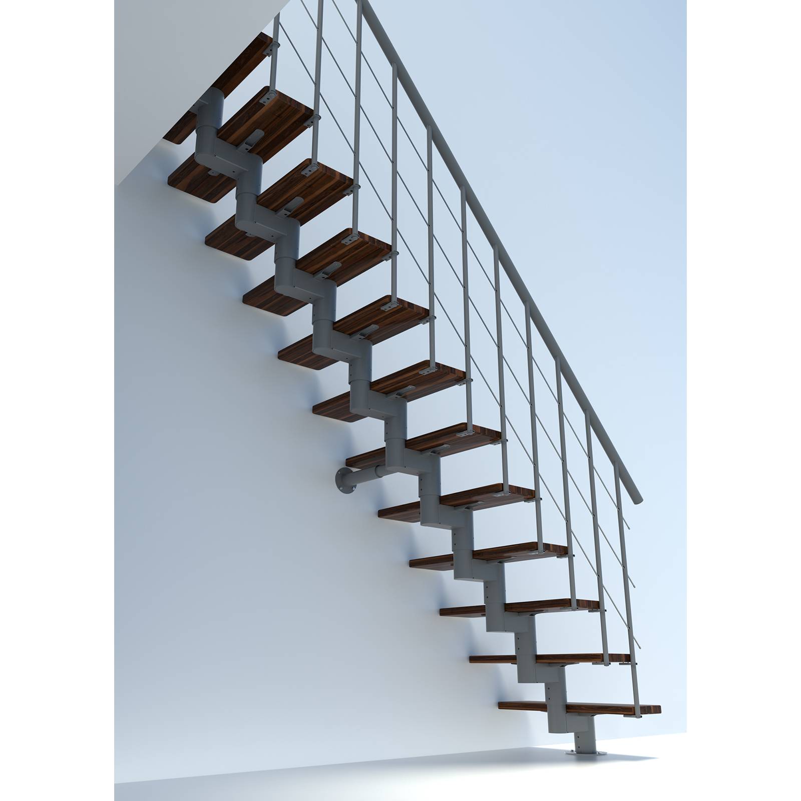 Minka Mittelholmtreppe Comfort Top 37 - 312cm Geschosshöhe Walnuss Grau