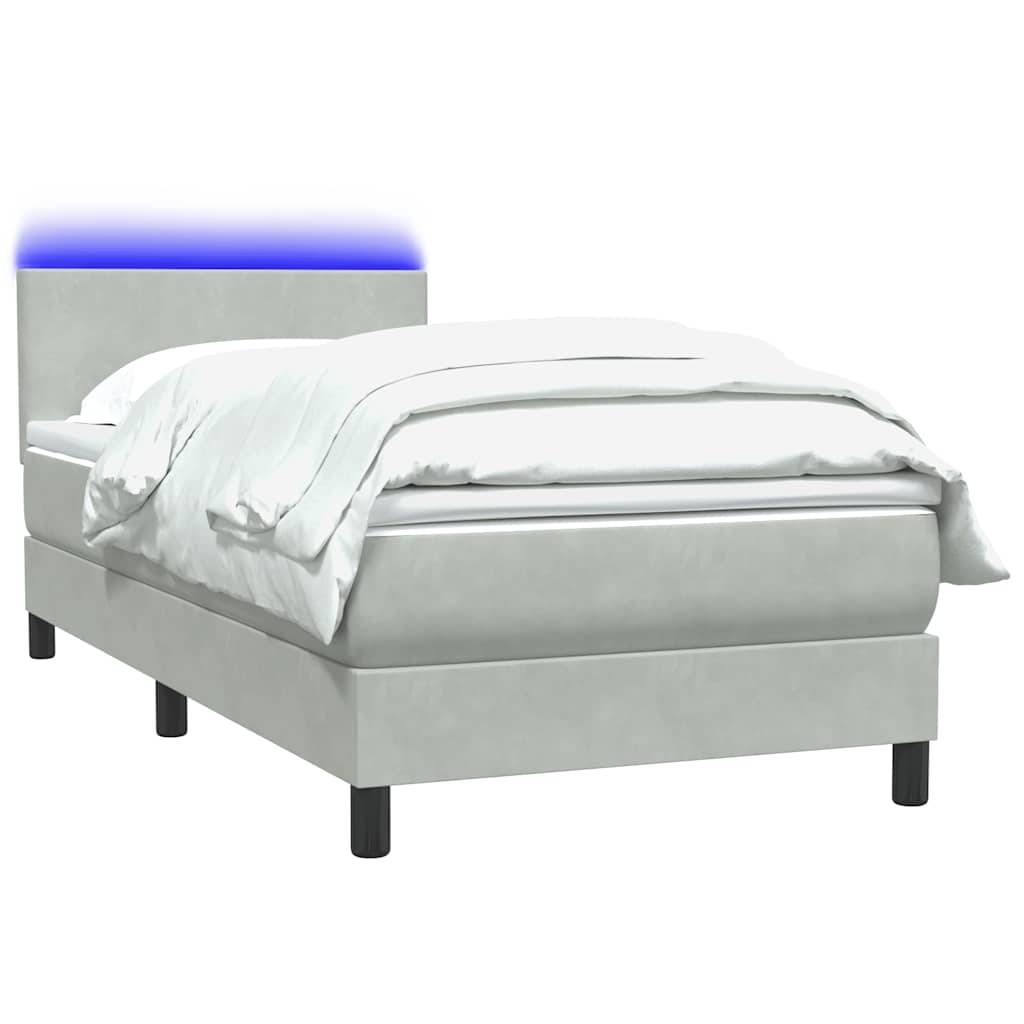 vidaXL Boxspringbett mit Matratze Hellgrau 80x210 cm Samt
