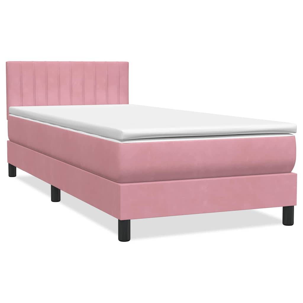 vidaXL Boxspringbett mit Matratze Rosa 80x220 cm Samt