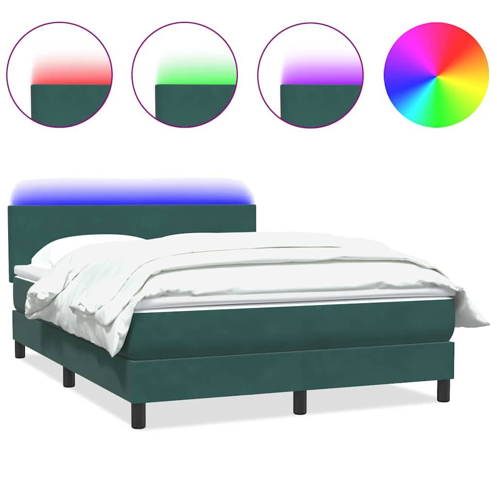 vidaXL Boxspringbett mit Matratze Dunkelgrün 160x220 cm Samt