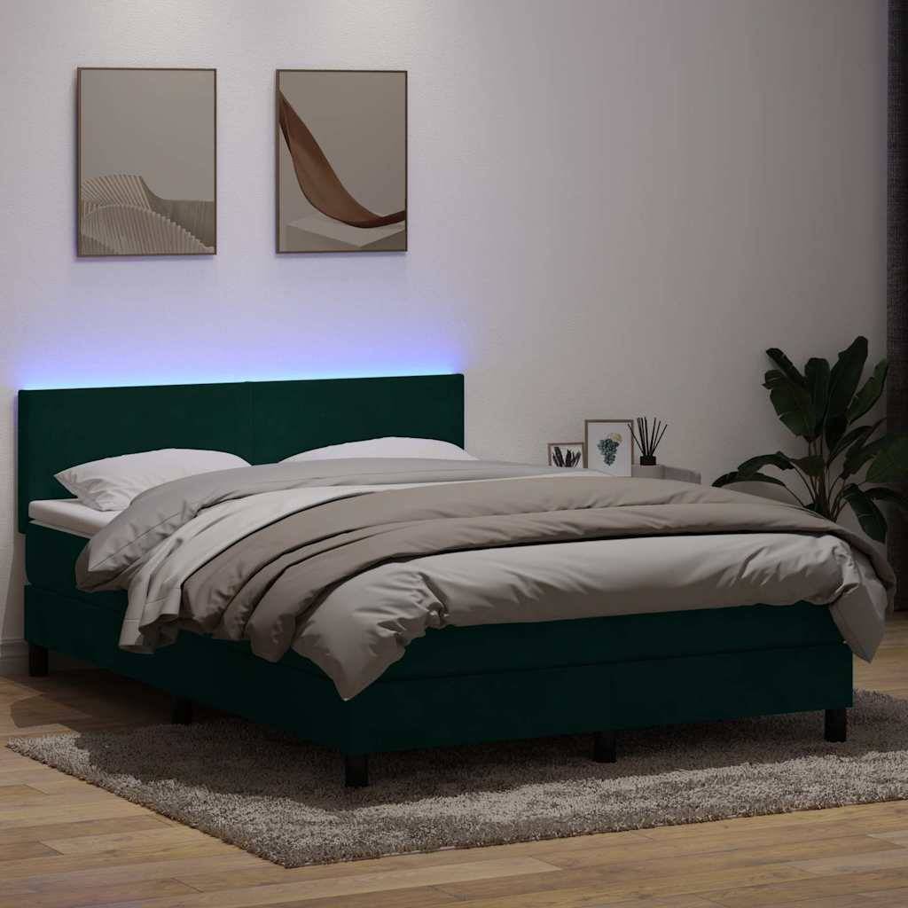 vidaXL Boxspringbett mit Matratze Dunkelgrün 160x220 cm Samt