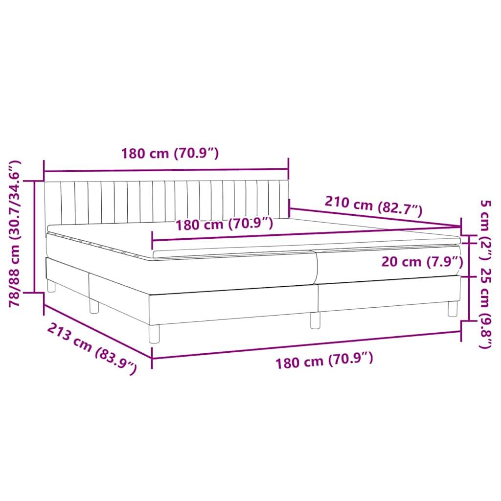 vidaXL Boxspringbett mit Matratze Rosa 180x210 cm Samt