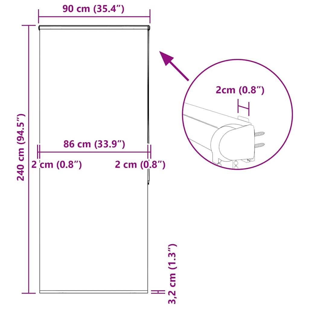 vidaXL Duschrollo mit Kassette 90x240 cm Stoffbreite 86 cm