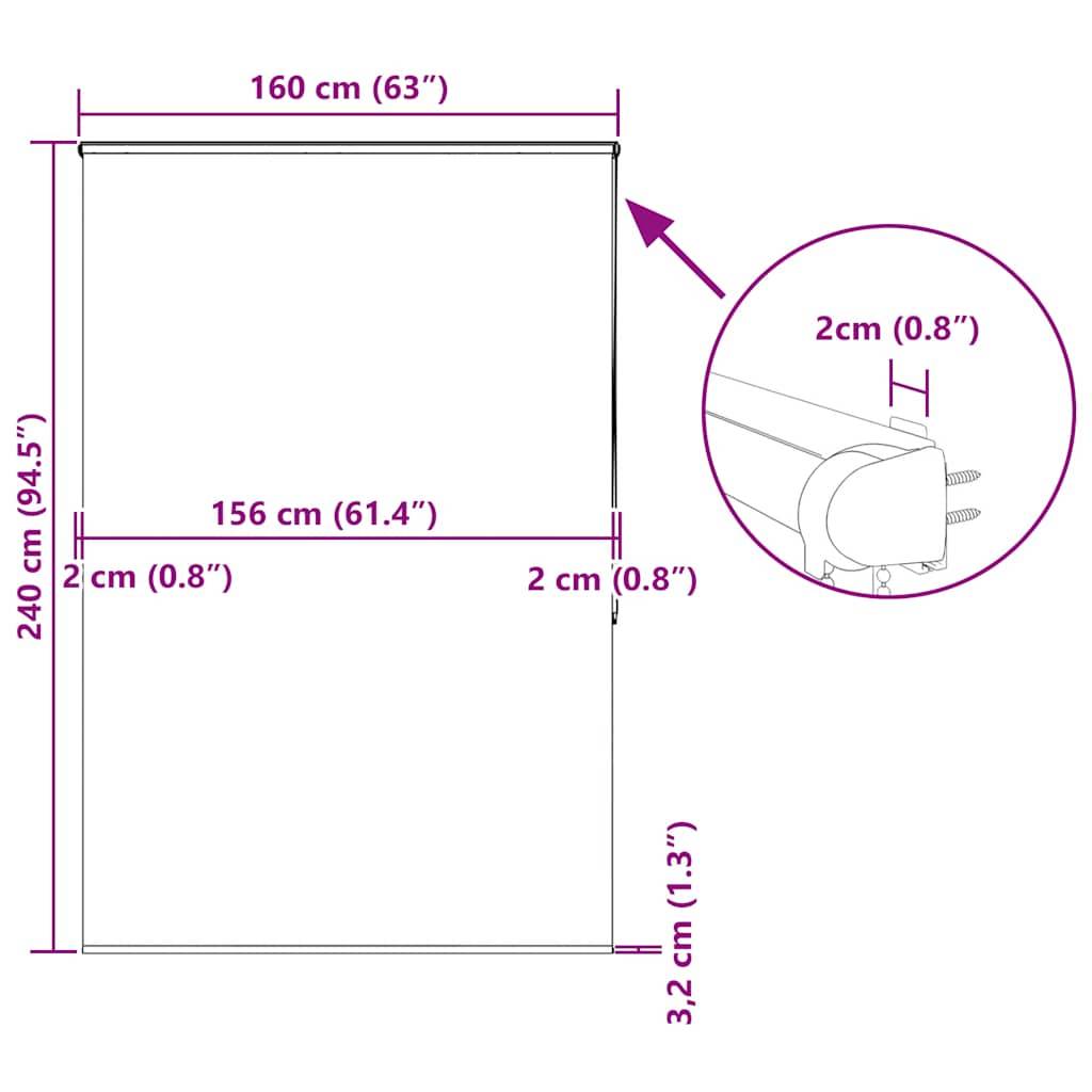 vidaXL Duschrollo mit Kassette 160x240 cm Stoffbreite 156 cm