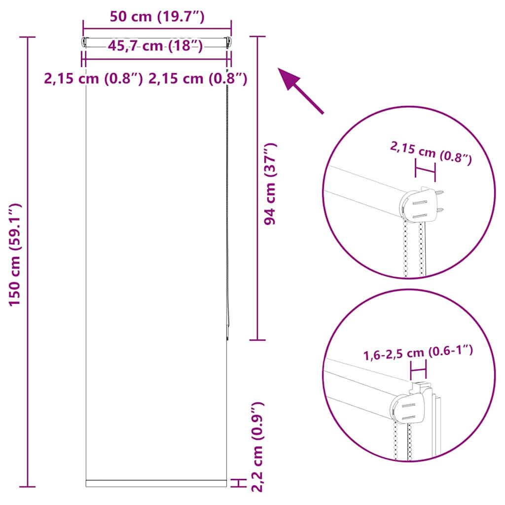 vidaXL Verdunkelungsrollo Schwarz 50x150 cm Stoffbreite 45,7 cm