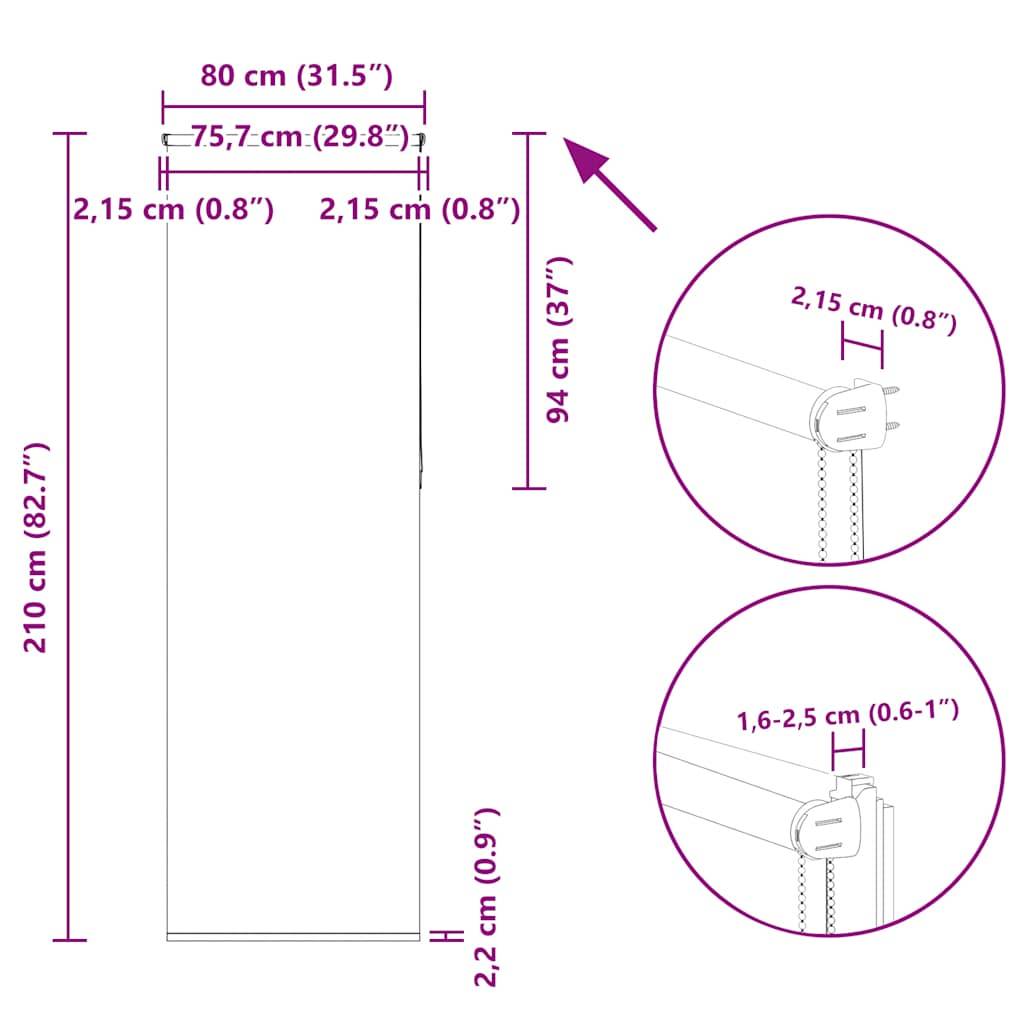 vidaXL Verdunkelungsrollo Schwarz 80x210 cm Stoffbreite 75,7 cm