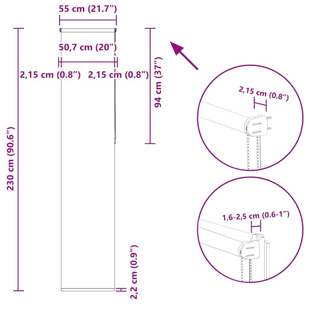 vidaXL Verdunkelungsrollo Kaffeebraun 55x230 cm Stoffbreite 50,7 cm