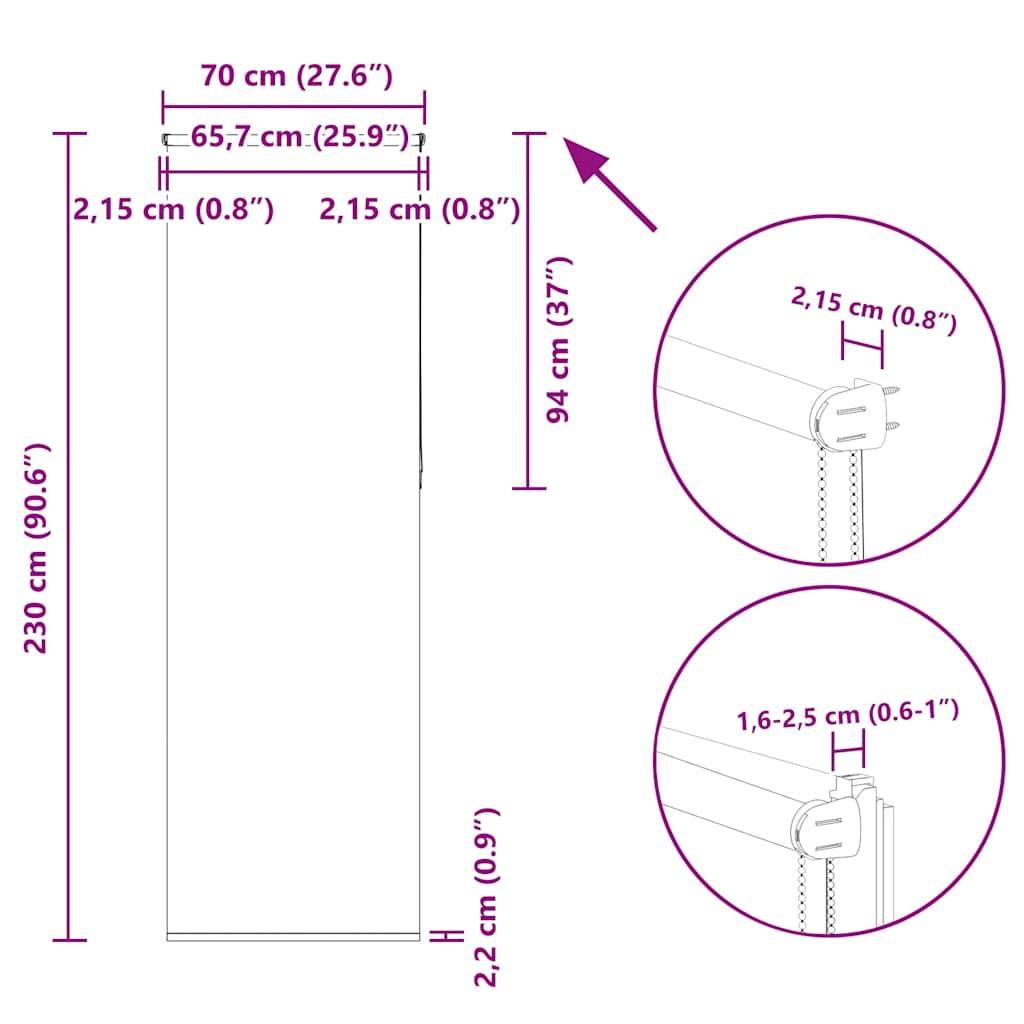 vidaXL Verdunkelungsrollo Schwarz 70x230 cm Stoffbreite 65,7 cm