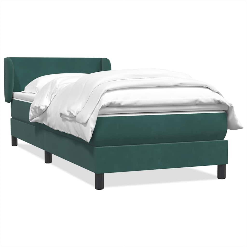 vidaXL Boxspringbett mit Matratze Dunkelgrün 80x210 cm Samt