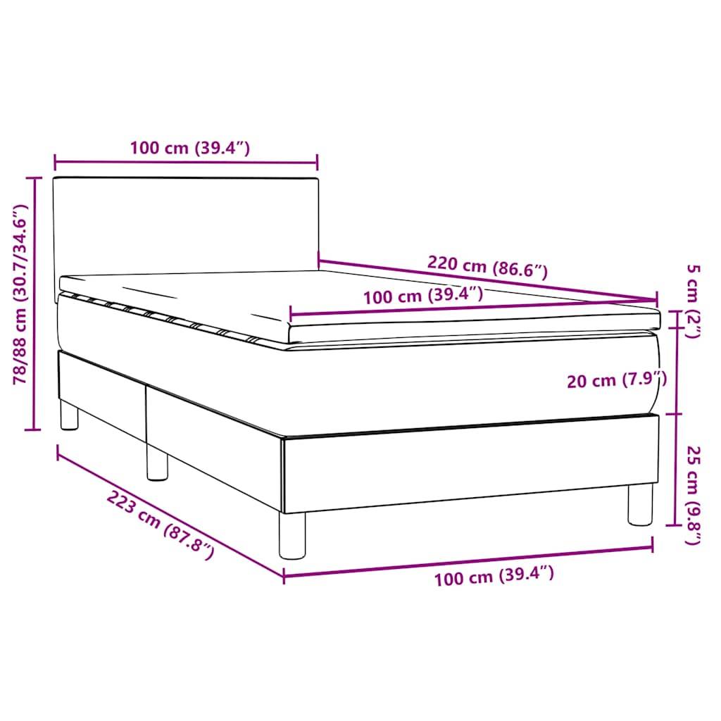 vidaXL Boxspringbett mit Matratze Dunkelblau 80x210 cm Samt