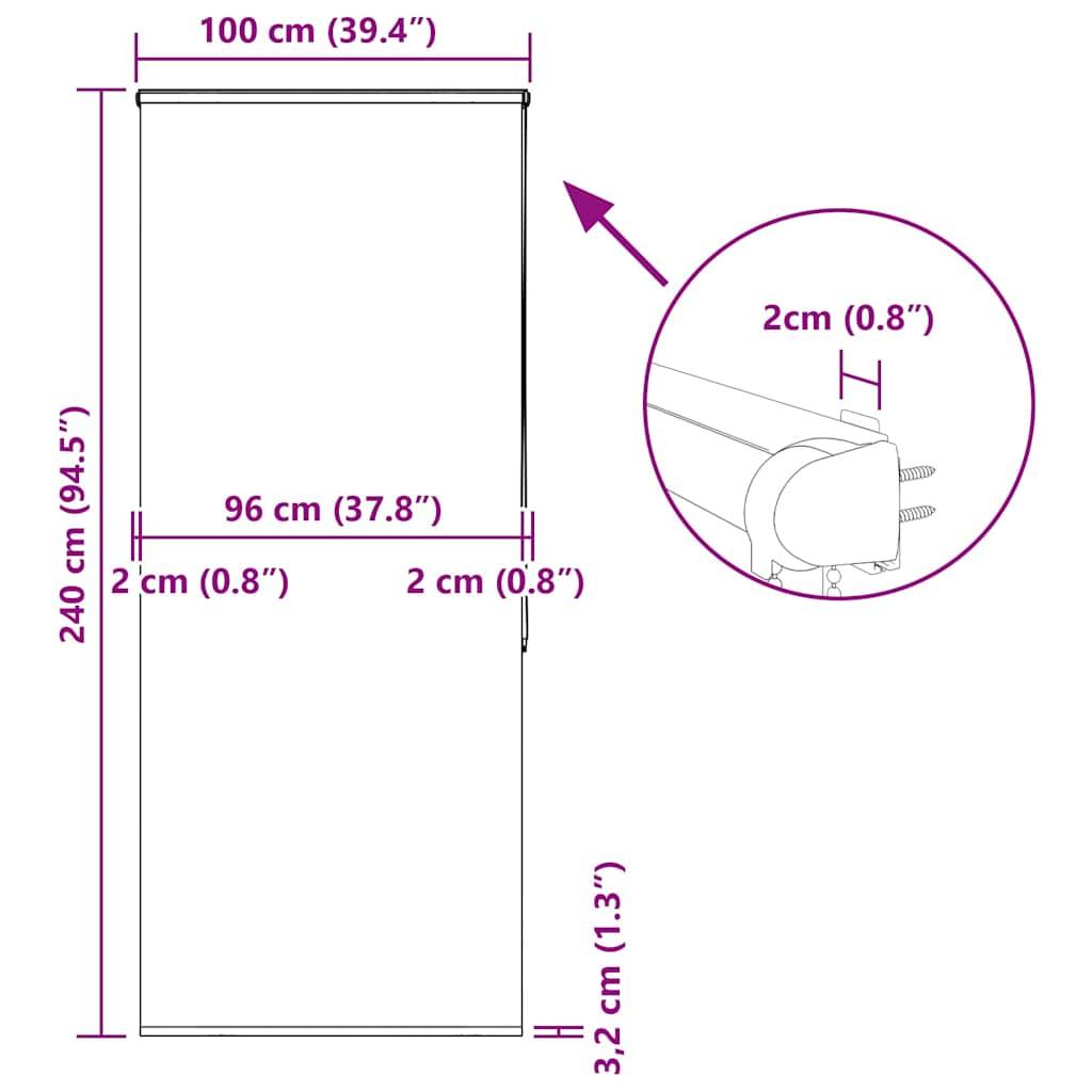 vidaXL Duschrollo mit Kassette 100x240 cm Stoffbreite 96 cm