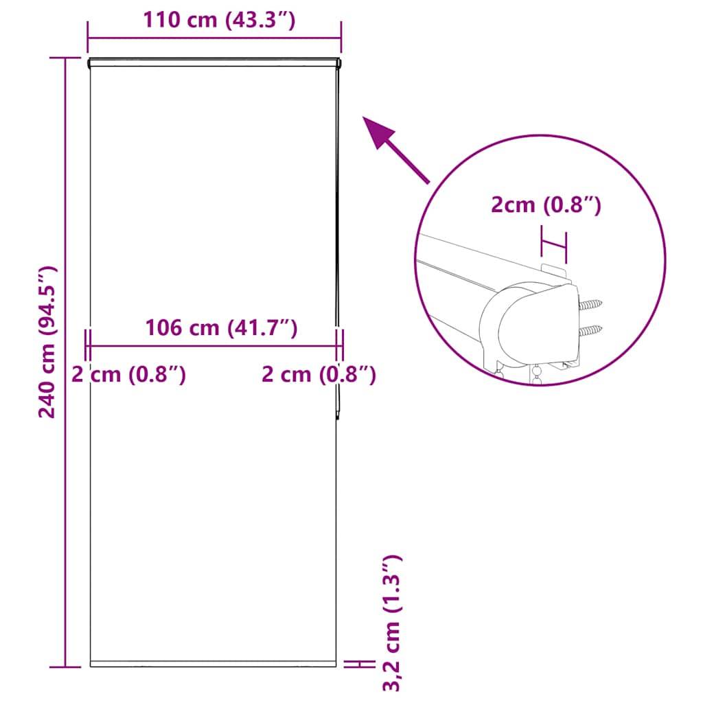 vidaXL Duschrollo mit Kassette 110x240 cm Stoffbreite 106 cm