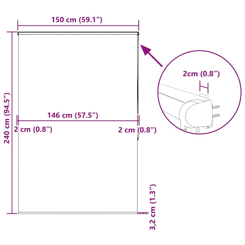 vidaXL Duschrollo mit Kassette 150x240 cm Stoffbreite 146 cm