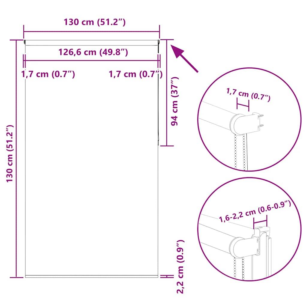 vidaXL Verdunkelungsrollo Kaffeebraun 130x130cm Stoffbreite 126,6cm