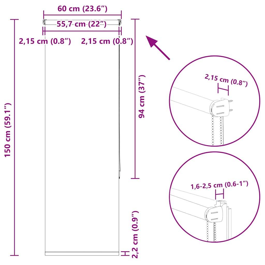 vidaXL Verdunkelungsrollo Weiß 60x150cm Stoffbreite 55,7 cm Polyester