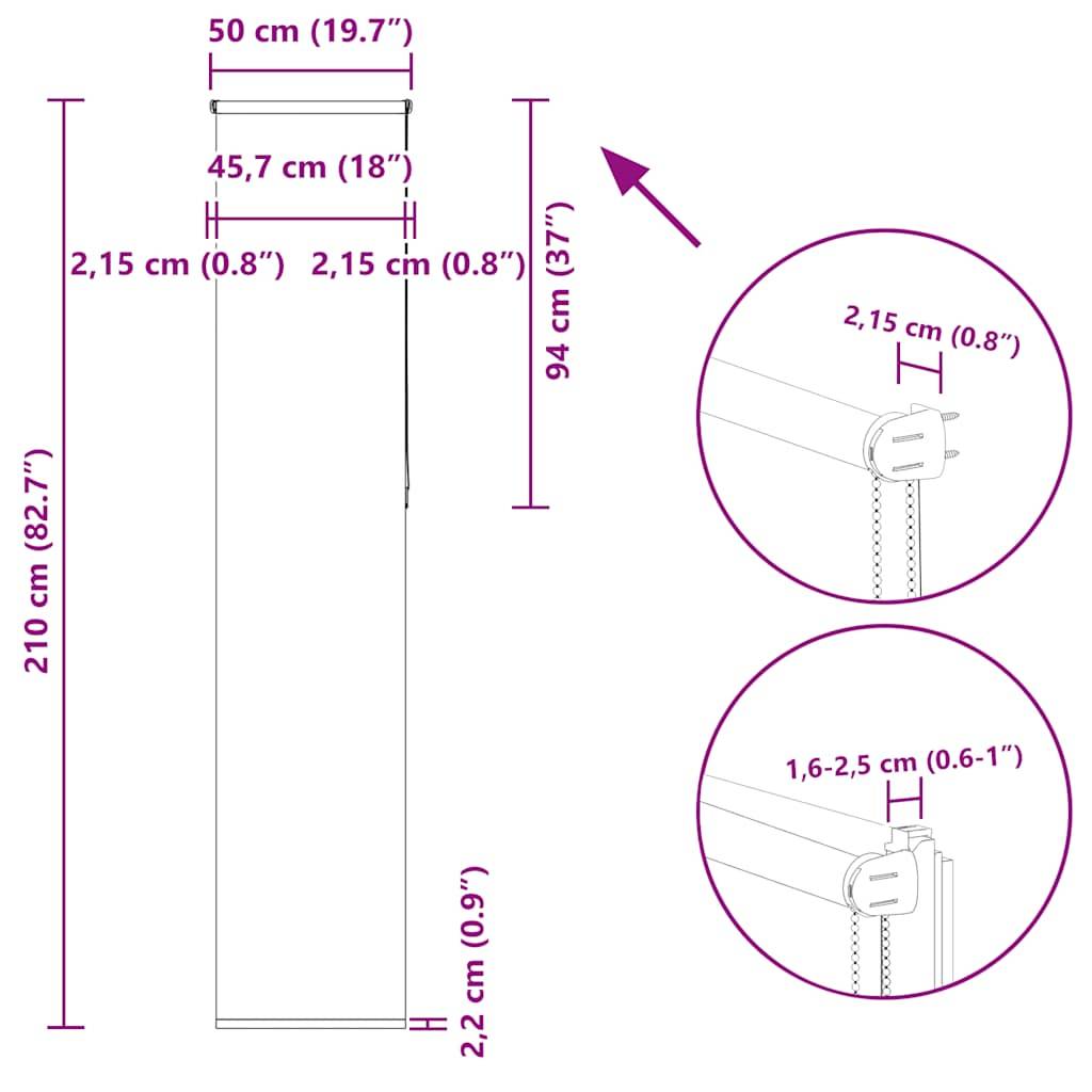vidaXL Verdunkelungsrollo Schwarz 50x210 cm Stoffbreite 45,7 cm