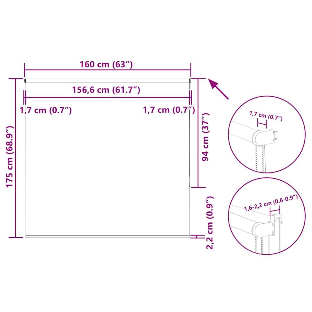 vidaXL Verdunkelungsrollo Grau 160x175cm Stoffbreite 156,6cm Polyester