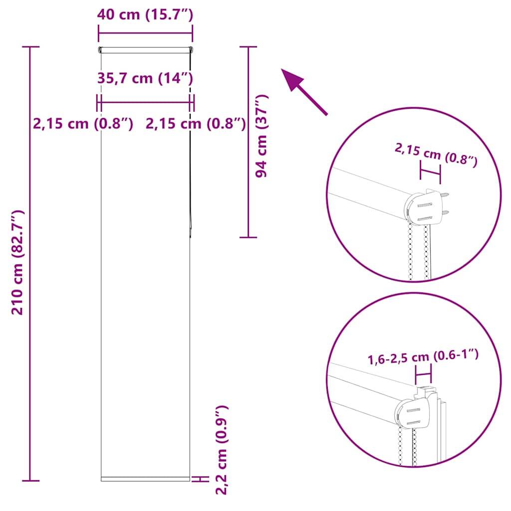 vidaXL Verdunkelungsrollo Weiß 40x210cm Stoffbreite 35,7 cm Polyester