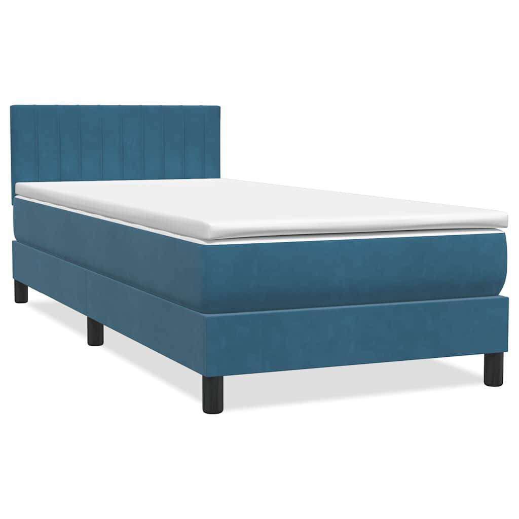 vidaXL Boxspringbett mit Matratze Dunkelblau 80x210 cm Samt