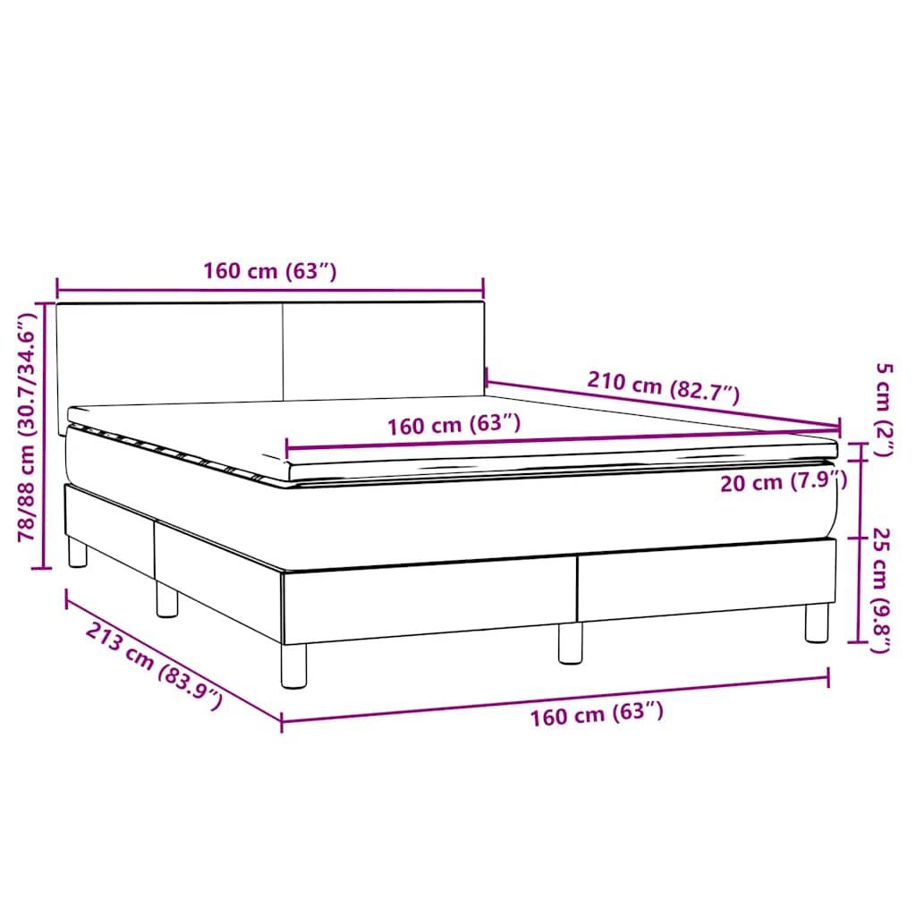 vidaXL Boxspringbett mit Matratze Rosa 160x210 cm Samt