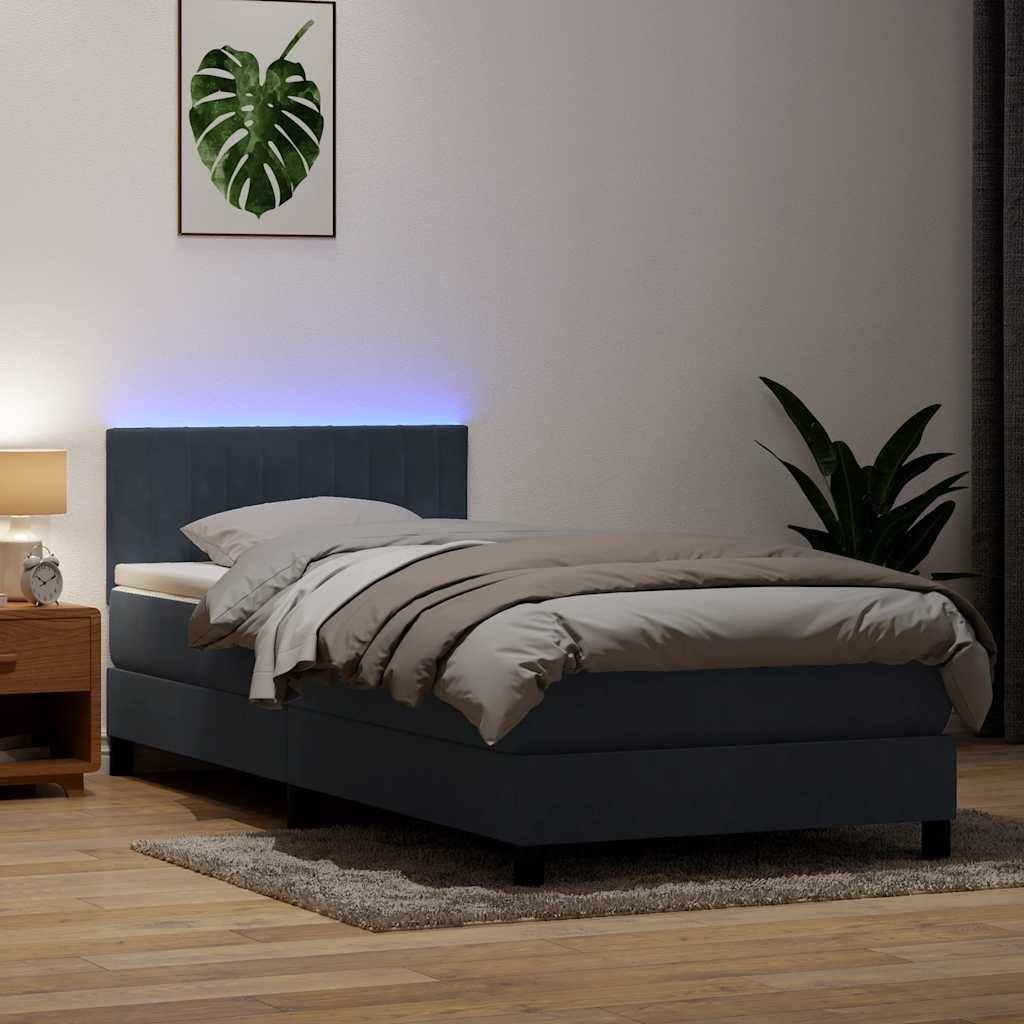 vidaXL Boxspringbett mit Matratze Dunkelgrau 80x210 cm Samt
