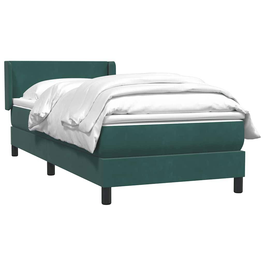 vidaXL Boxspringbett mit Matratze Dunkelgrün 80x220 cm Samt