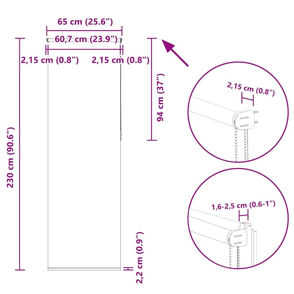 vidaXL Verdunkelungsrollo Cremeweiß 65x230cm Stoffbreite 60,7 cm