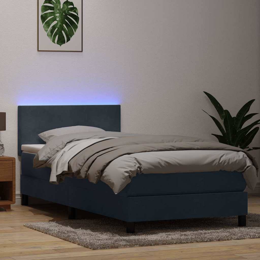 vidaXL Boxspringbett mit Matratze Dunkelgrau 80x210 cm Samt