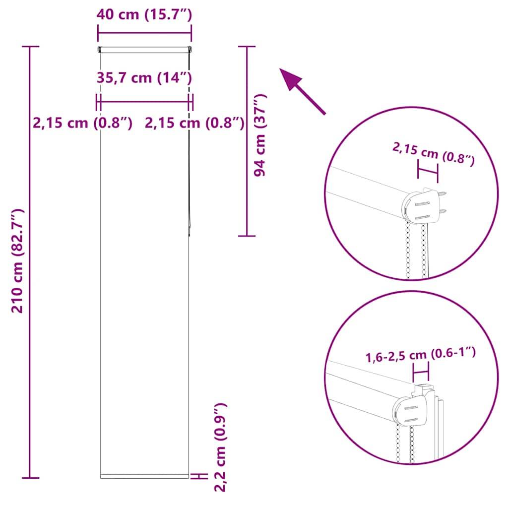 vidaXL Verdunkelungsrollo Kaffeebraun 40x210cm Stoffbreite 35,7 cm