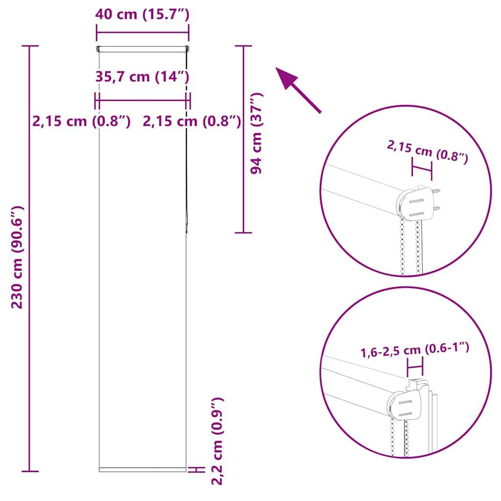 vidaXL Verdunkelungsrollo Schwarz 40x230 cm Stoffbreite 35,7 cm