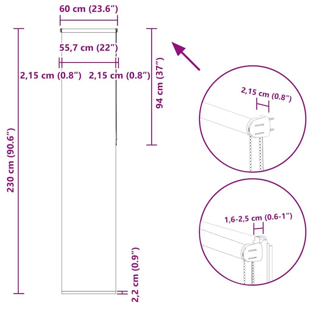 vidaXL Verdunkelungsrollo Weiß 60x230cm Stoffbreite 55,7 cm Polyester