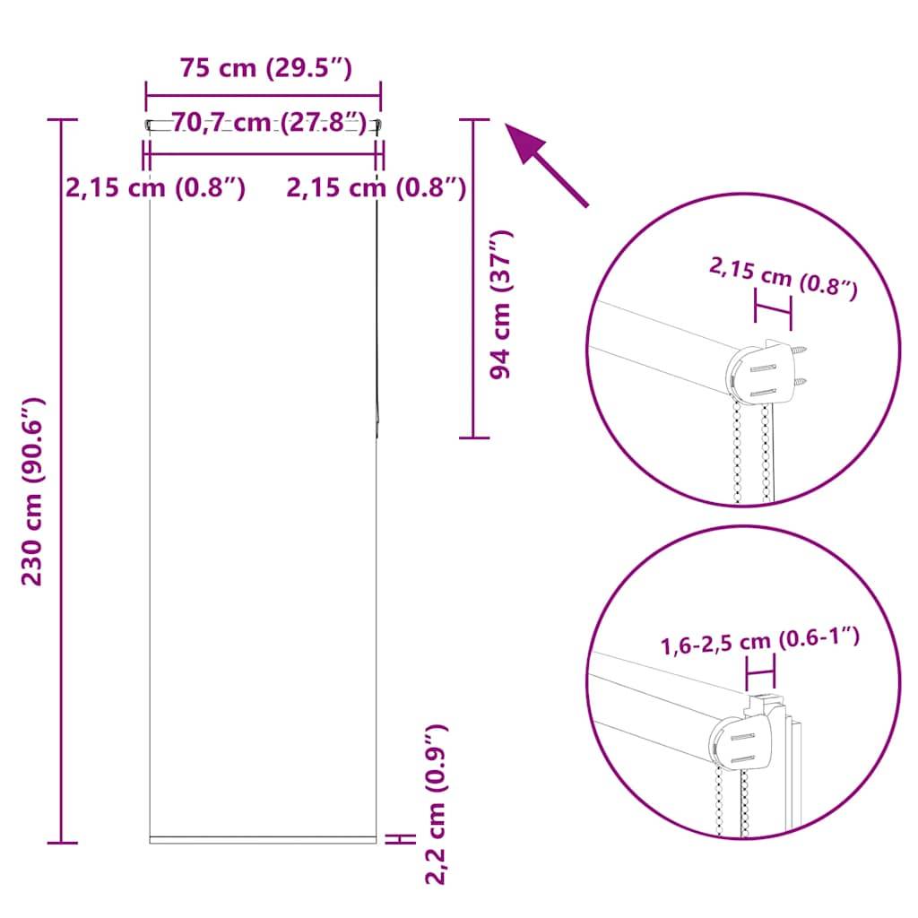 vidaXL Verdunkelungsrollo Beige 75x230cm Stoffbreite 70,7 cm Polyester