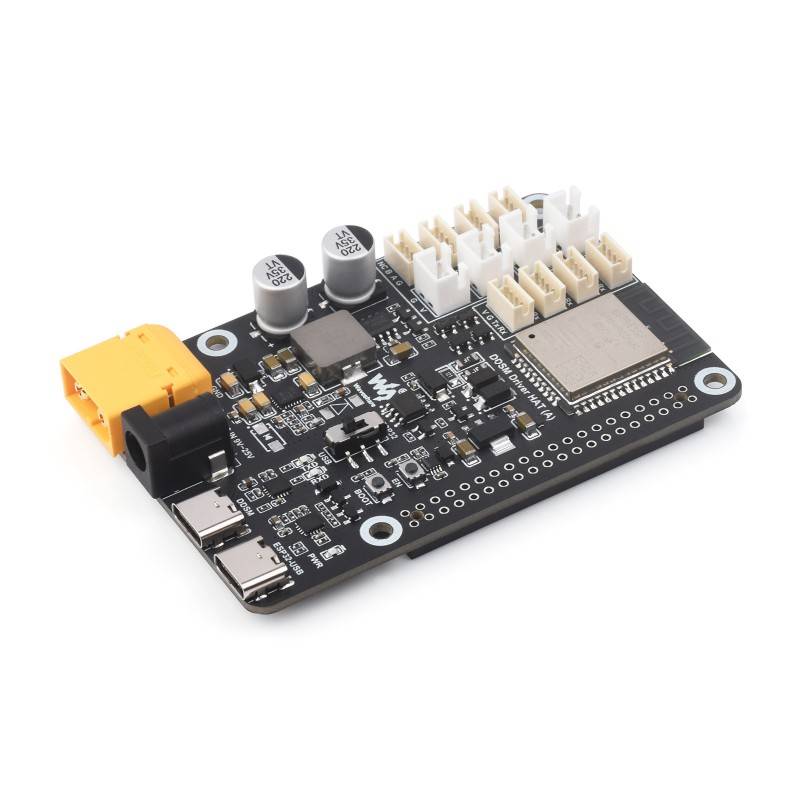 Waveshare DDSM Driver HAT Direct Drive Servo Motor Driver Board, Integrates ESP32 and Control Circuit