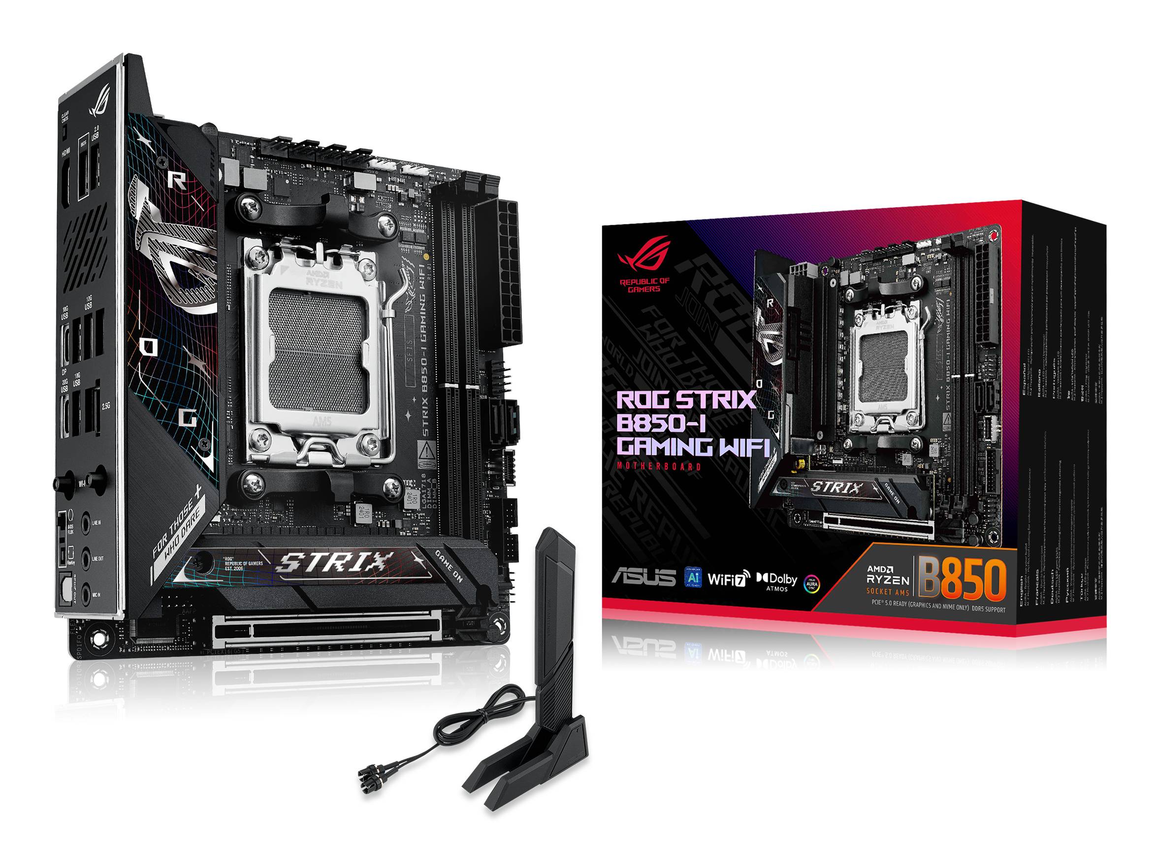 ASUS ROG STRIX B850-I GAMING WIFI - Motherboard - Mini-ITX - Socket AM5 - AMD B850 Chipsatz - USB-C 3.2 Gen 2x2, USB-C 3.2 Gen2, USB 3.2 Gen 2, USB