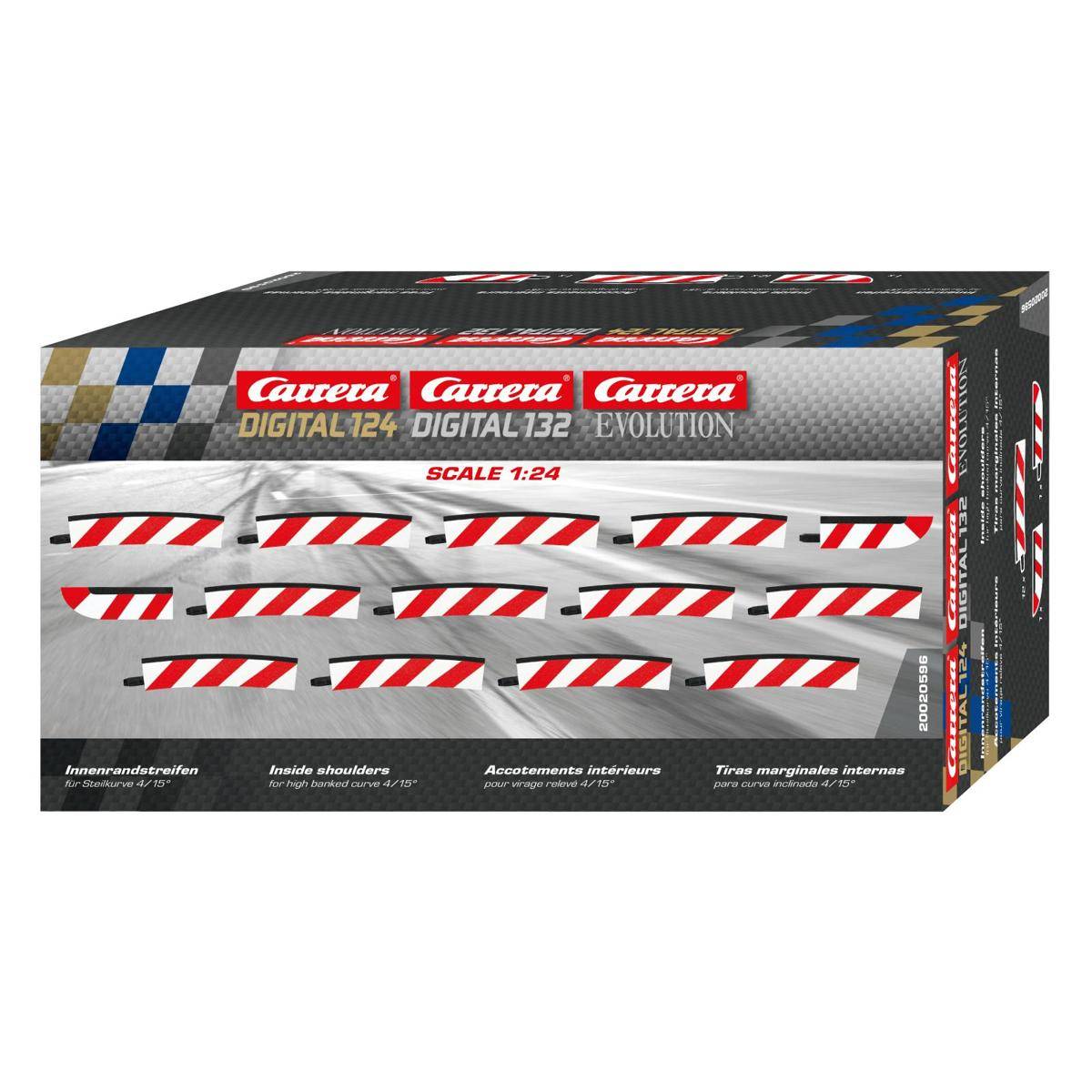 CARRERA DIGITAL 124 Innenrandstreifen für Steilkurve 4/15o (12), Endstücke (2)