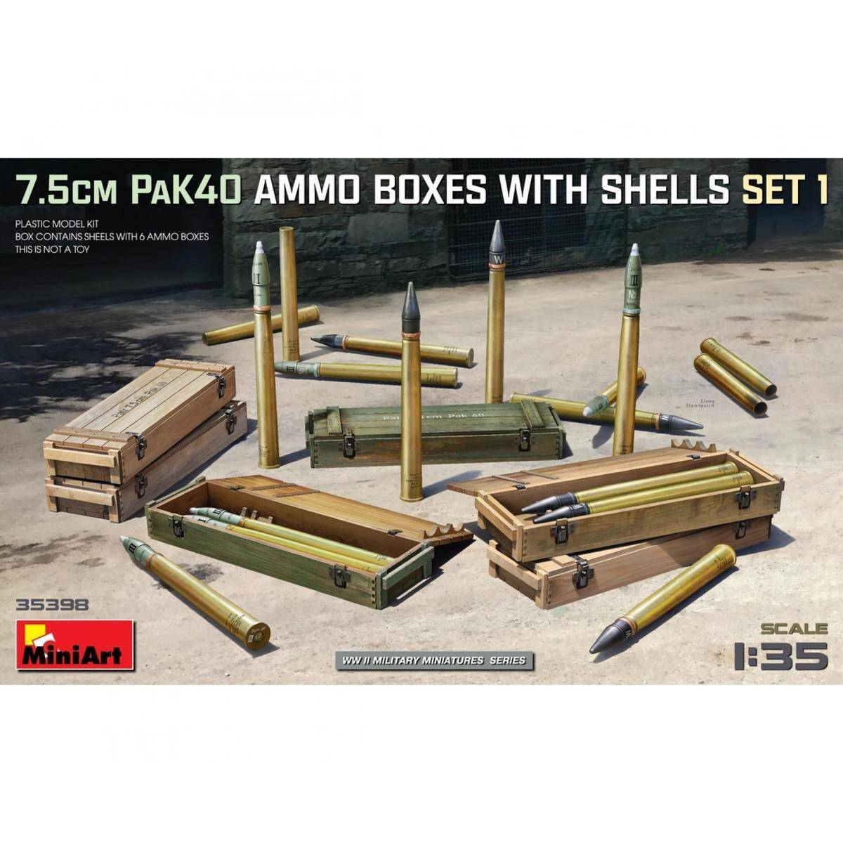 550035398 - Modellbausatz, 1:35 Dt. 7,5 cm PaK40 Munitionskiste Set 1