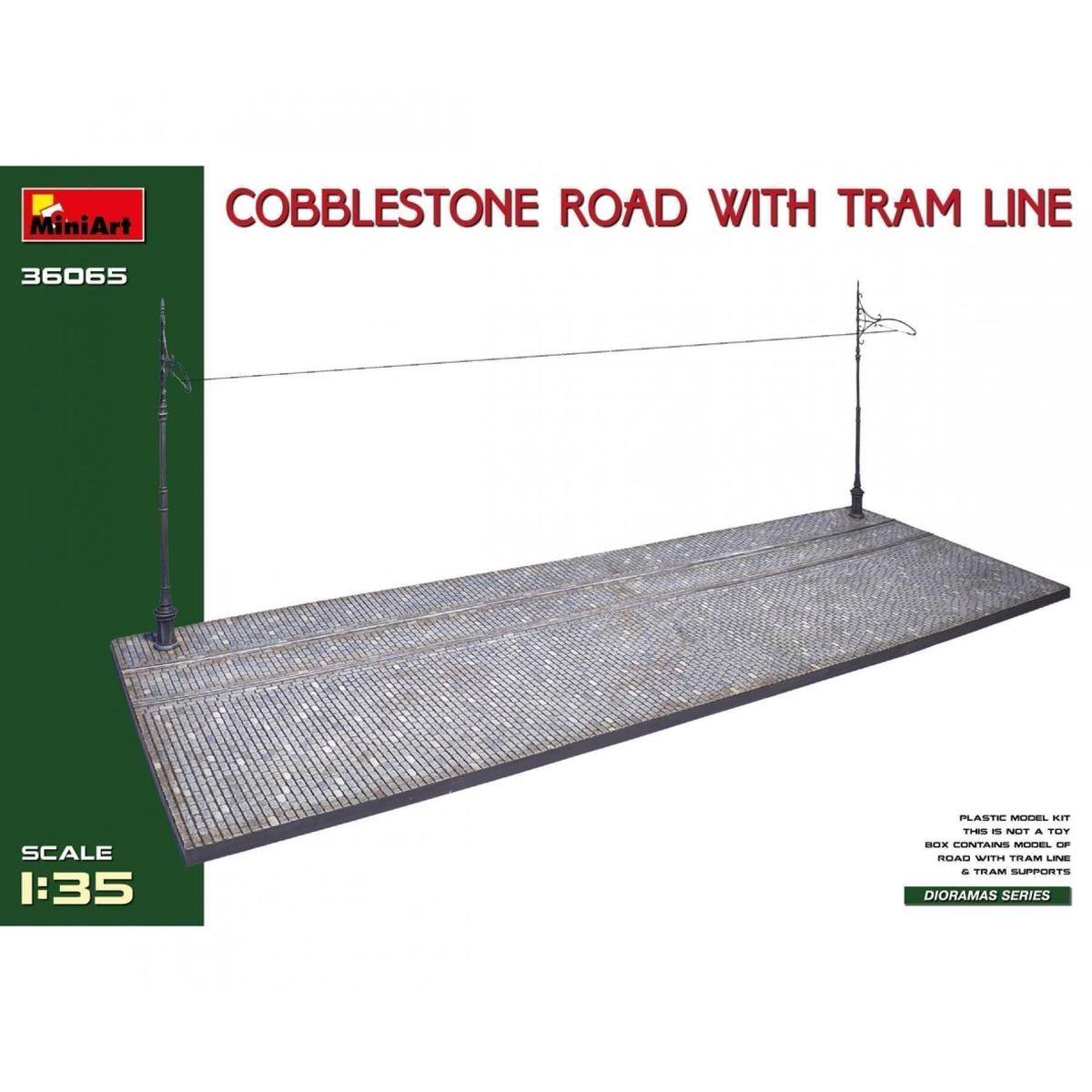 36065 - Modellbausatz,1:35 Diorama-Base Tram-Line/Kopfsteinpf.