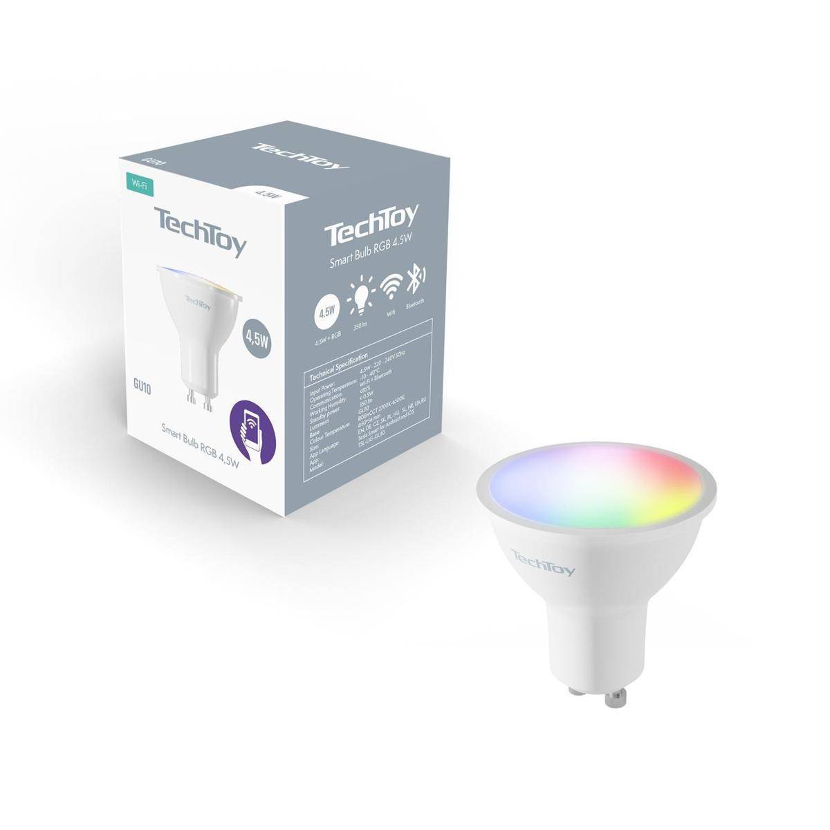 TSLLLIG-GU10 - TechToy Smart Bulb RGB 4.5W GU10 Wi-Fi