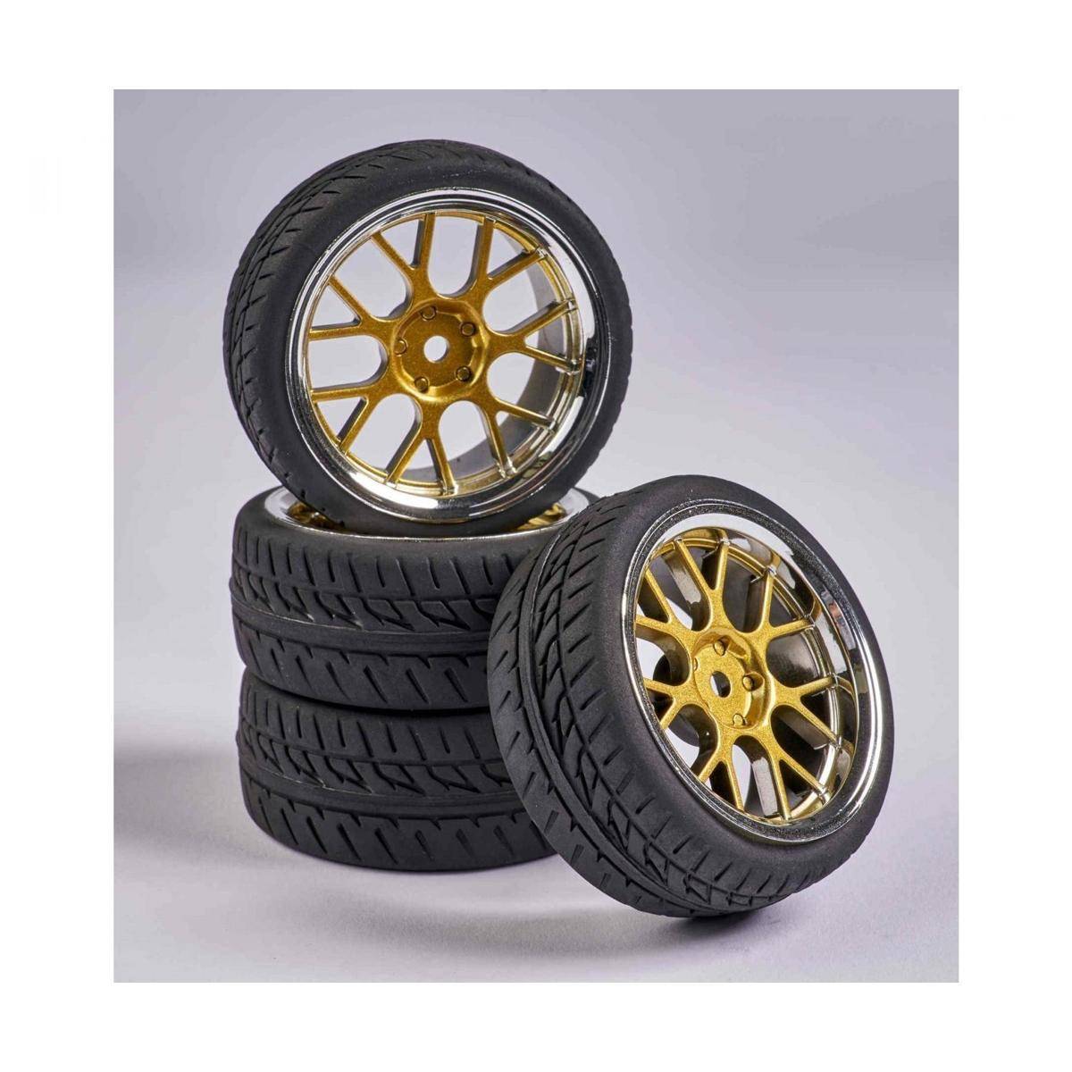 900163 - 1:10 Räderset Y-Design2 (4) goldchrom