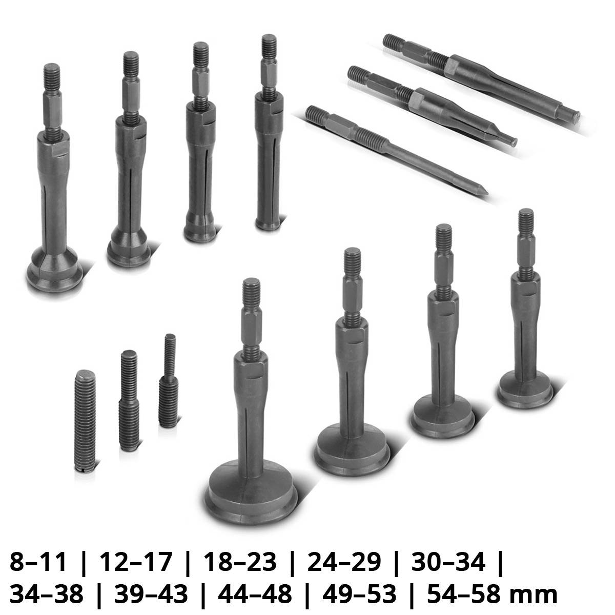 STAHLWERK Grundloch-Innenlager-Abzieher-Satz mit Gleithammer, 3 Adaptern
