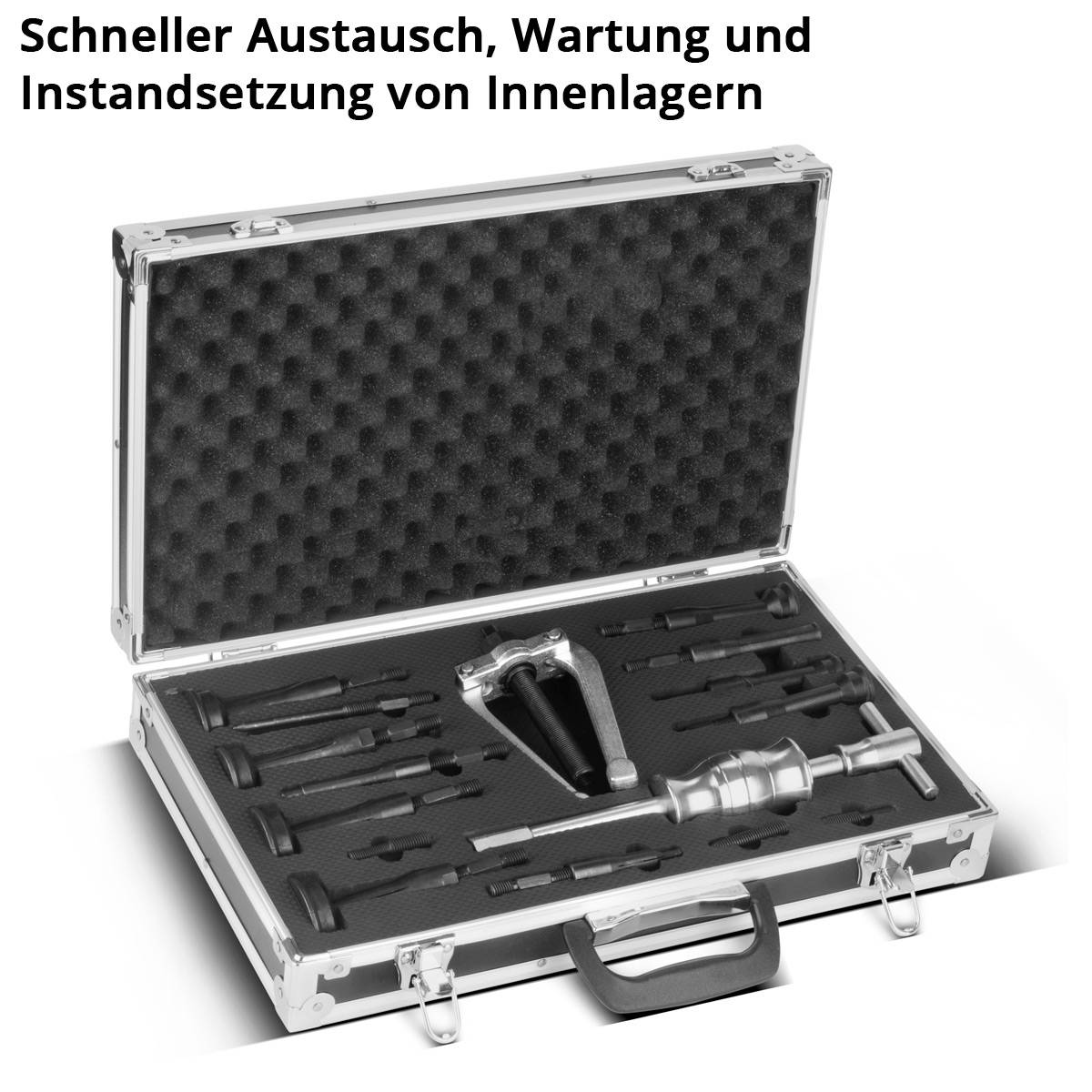 STAHLWERK Grundloch-Innenlager-Abzieher-Satz mit Gleithammer, 3 Adaptern